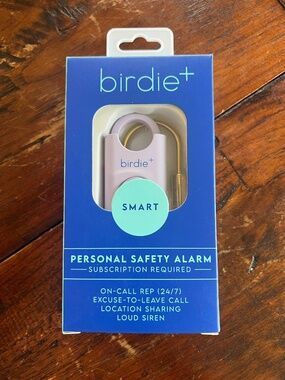 New Birdie+ Lavender Personal Safety Alarm w/ Brass Keychain